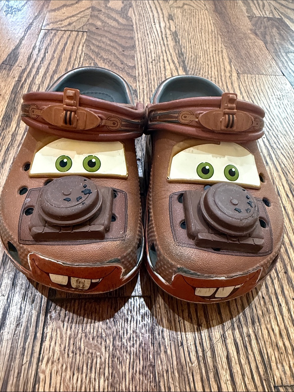 CROCS Kids Brown Character Cars Clog Sandals with Green Eyes
